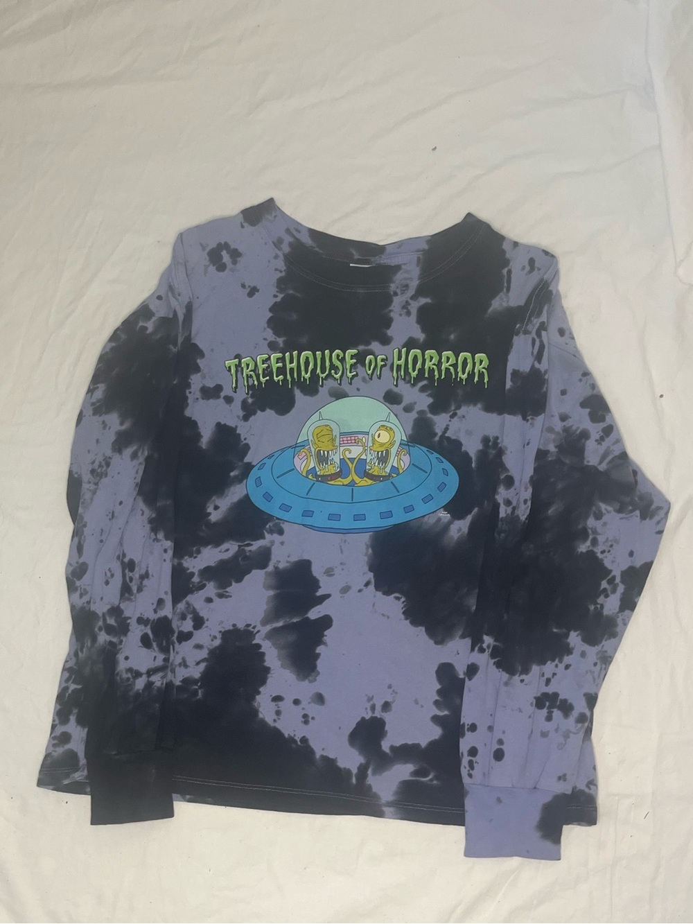 Treehouse of Horror Tie-Dye Long Sleeve Tee - Purple & Black